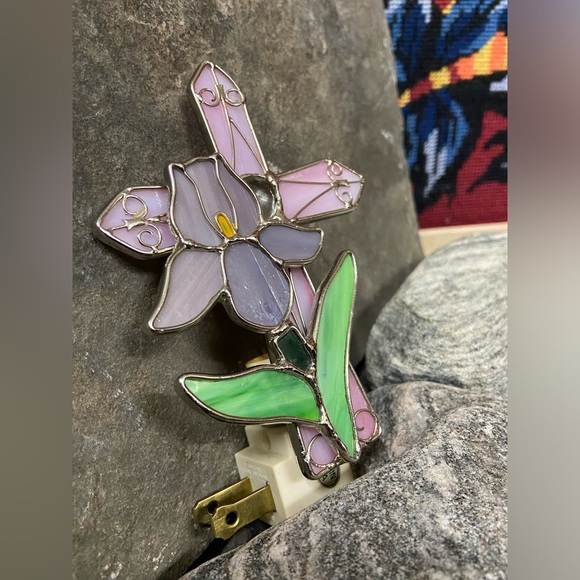 Handmade Stained Glass Cross & Iris Plug-in Night Light. - Picture 7 of 8